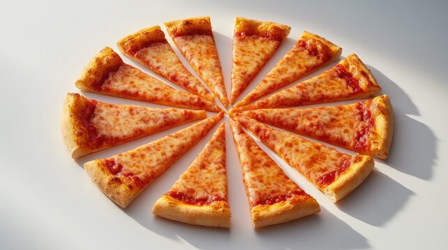 Pizza slices arranged in a circular gradient pattern