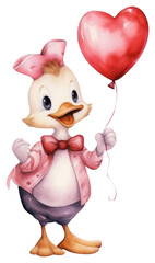 Fototapeta premium PNG Duck balloon heart white background.