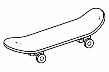 skateboard line art vector, skateboard outline drawing illustration
