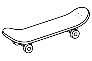 skateboard line art vector, skateboard outline drawing illustration
