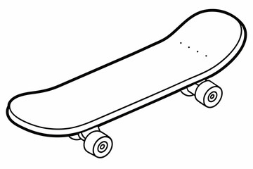skateboard line art vector, skateboard outline drawing illustration
