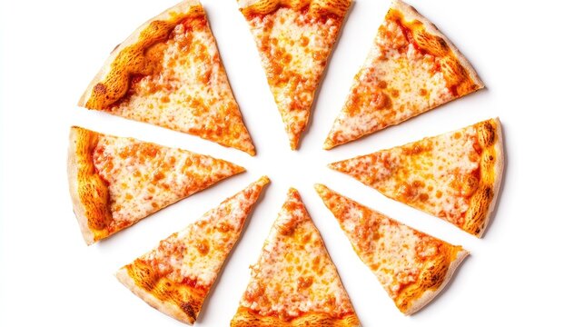 Pizza slices arranged in a circular gradient pattern