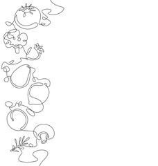 Healthe Fresh Food  in Continuous Line Drawing Style isolated on white background. Vector illustration.
