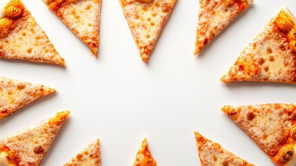 Pizza slices arranged in a circular gradient pattern