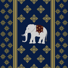 elephant and golden stars vector pattern