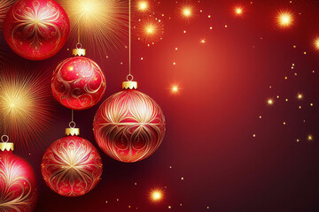 Festive background with hanging balls and sparkles. Elegant and stylish design for New Year's projects.