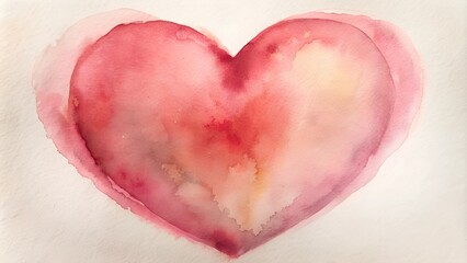 Fototapeta premium Soft Watercolor Heart in Blush Pink Tones on White Background