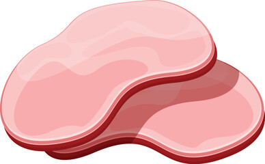 Two slices of ham overlapping each other on a white background