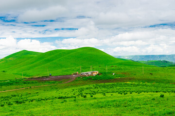 Obraz premium Picturesque green hills in cloudy weather. Caucasus