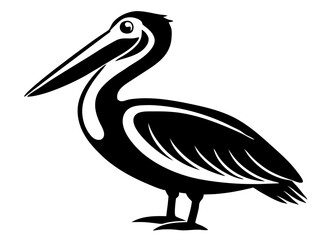 Vector Pelican Silhouette: Coastal Charm in Monochrome