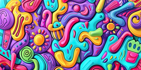 Abstract colorful 3D shapes.