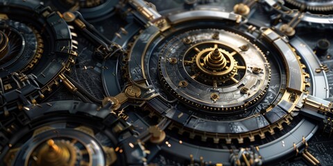 Obraz premium Close-up of intricate clockwork gears.