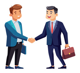 Fototapeta premium Two businessmen shaking hands in a deal agreement. Vector illustration