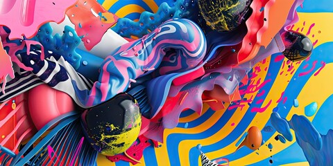 Obraz premium Abstract colorful shapes and splashes.