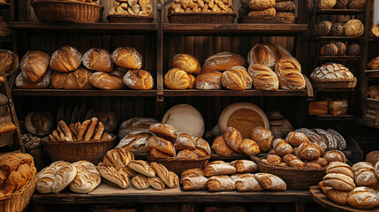 the display of a bakery with different types of bread