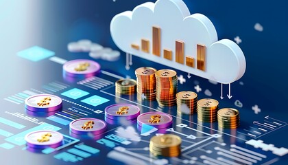 Cloud Computing Cost Efficiency, cost efficiency in cloud computing with an image showing pay-per-use pricing models, resource optimization techniques