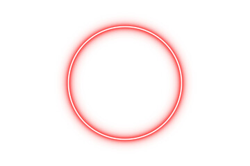 Glow circle neon sign red lights isolated on transparent background