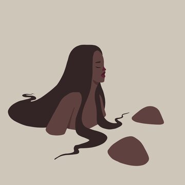 Beautiful black woman in water