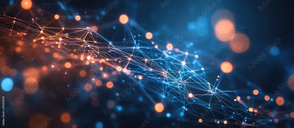 Poster abstract background of computer technology with visual network connections