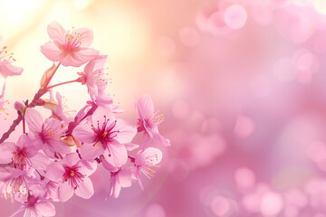 background of sakura flowers pink color on sun