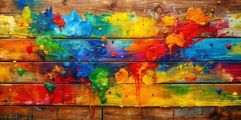 Abstract World Map Painted on Wooden Planks, wood, paint, splatters, world map