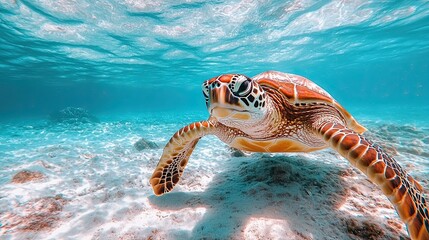 Obraz premium A turtle swimming in the ocean