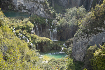 waterfall in the mountains, plitvicka jezera