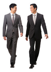 PNG 2 chinese businessmen wearing suit walking and talking tuxedo blazer adult.