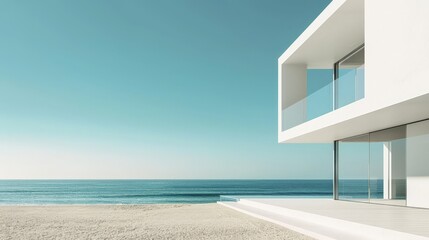 Fototapeta premium Sleek design captures tranquility by the serene beach at dawn