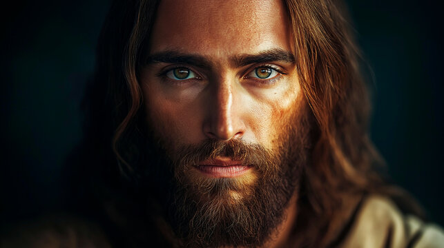 portrait of jesus with thorns on face