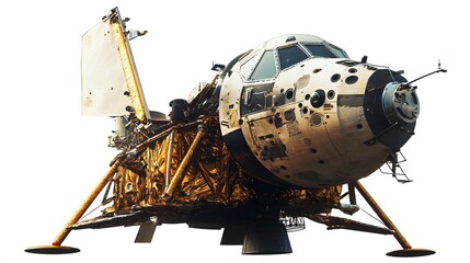 Png lunar module sticker, 3D rendering, transparent background