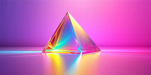 Luminous crystal prism refracting vibrant spectrum for Y3K aesthetic tech visuals, futuristic light manipulation concepts and next-generation holographic display innovations. Place for text