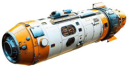 Png space capsule sticker, 3D rendering, transparent background