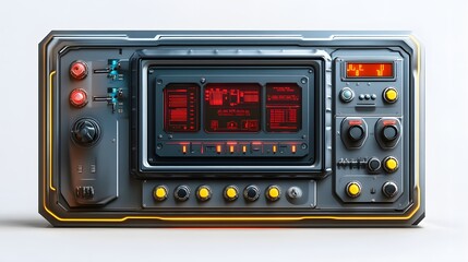 Obraz premium Png control panel sticker, 3D rendering, transparent background