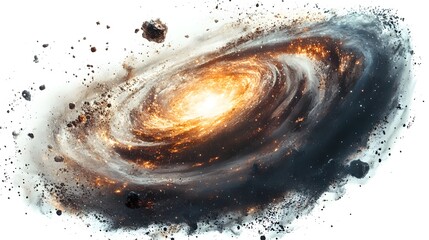 Png galaxy sticker, 3D rendering, transparent background
