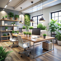modern office interior with furniture