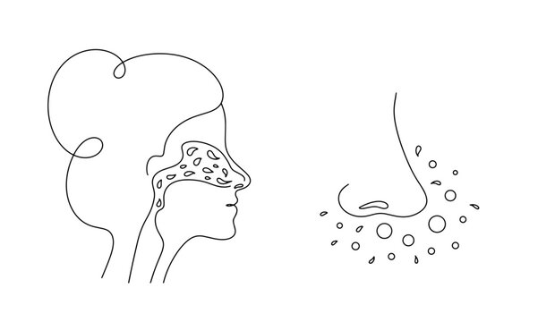 black line art nose and sneezing clip art preview