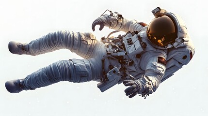 Png astronaut floating sticker, 3D rendering, transparent background