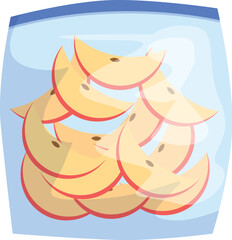 Plastic bag containing numerous apple slices, ideal for a quick and nutritious snack