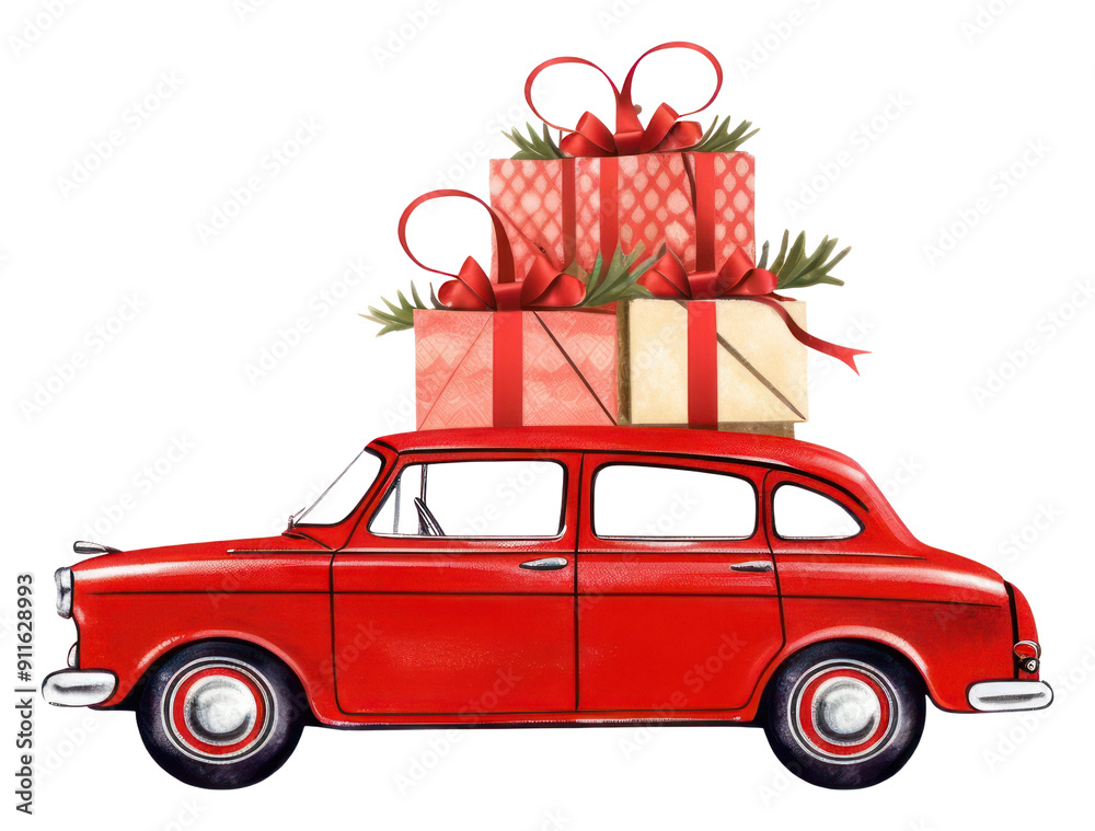 Canvas Prints PNG Christmas car vehicle red transportation.