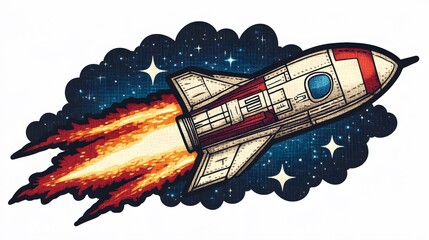 Png space mission patch sticker, 3D rendering, transparent background