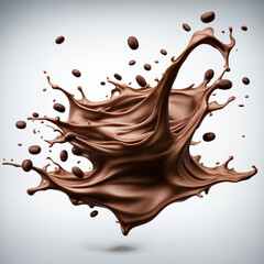 Close-up square image of dark milk chocloate splashing