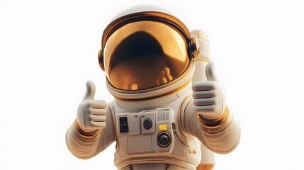Png astronaut thumbs up sticker, 3D rendering, transparent background