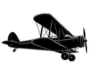 Silhouette flying vintage biplane  © создать 8 углов