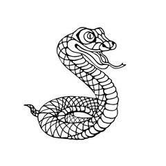 Snake baby hand drawn line vector illustration. Chinese new year 2025 Zodiac sign, year of the Snake.