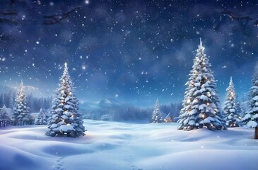 Naklejka premium Magical christmas winter landscape