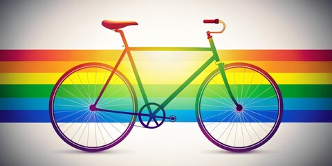 Fototapeta premium Rainbow Bike on White Background, Digital Illustration, Bicycle, Pride, LGBT, Equality