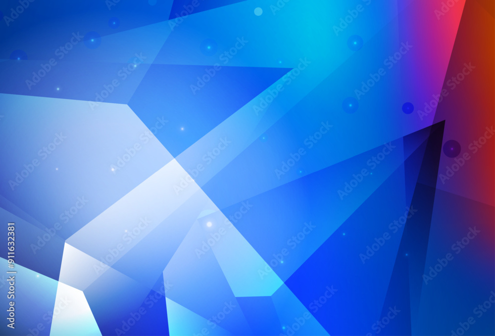 Sticker light blue, red vector backdrop with lines, triangles.