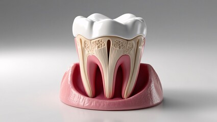 Detailed 3D model of a tooth, this design can be used for educational purposes or to highlight dental procedures.