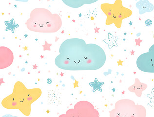 Dream cute stars seamless pattern background design